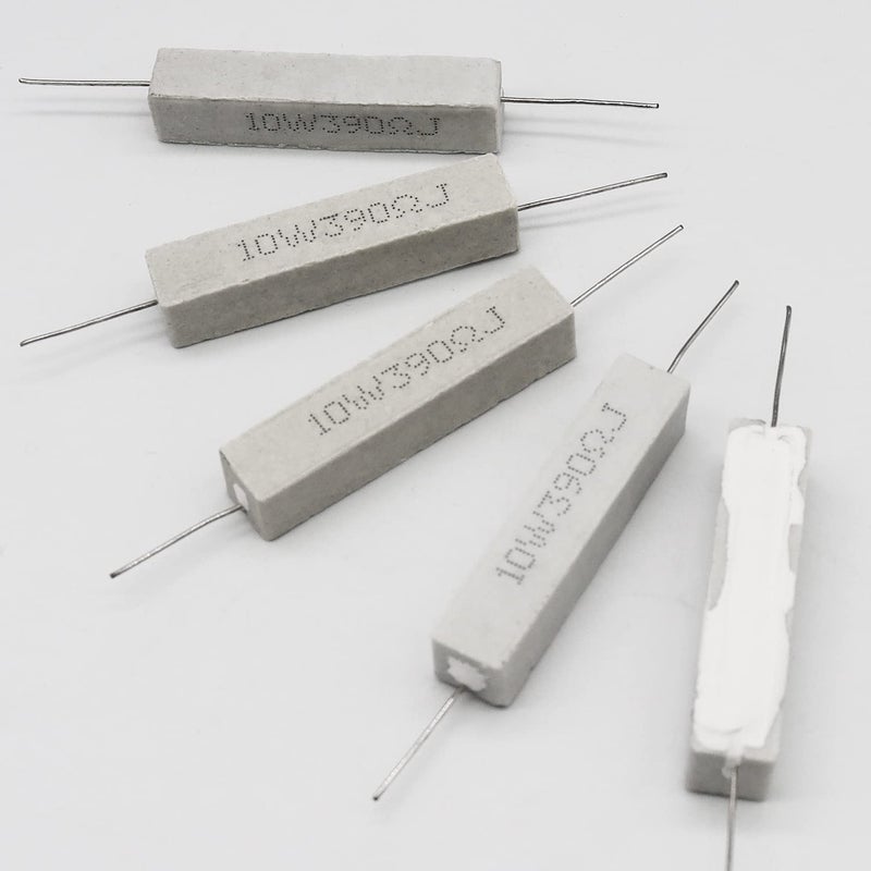 Dimlove Cement Resistor, 10 PCS 10W 390 Ohm 5% Axial Lead Wire White Wound Fixed Ceramic Power Resistor, Flame Heat Moisture Resistance Precharge Horizontal - Image 4